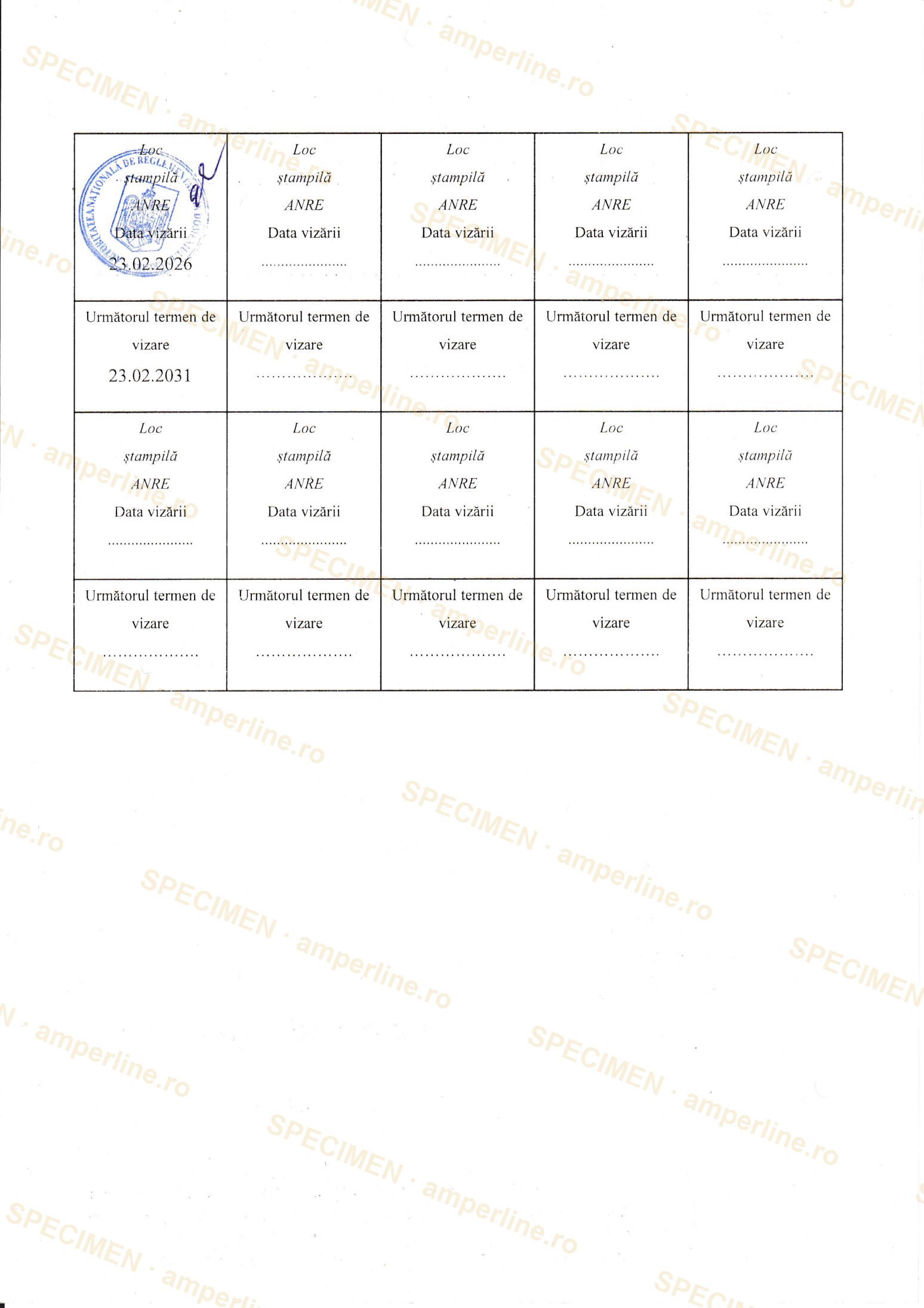 Domeniul de competență — specimen AMPER LINE